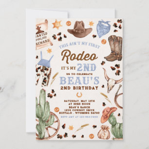 Invitation Deuxième Rodéo Cowboy Wild West fête d'anniversair