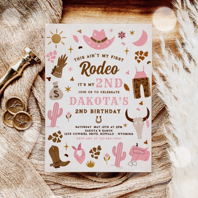 Invitation Deuxième Rodéo Cowgirl Wild West fête d'anniversai (Créateur téléchargé)