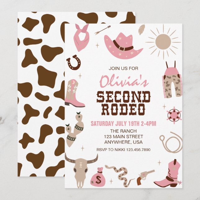 Invitation Deuxième Rodéo rose Occident 2e anniversaire (Devant / Derrière)