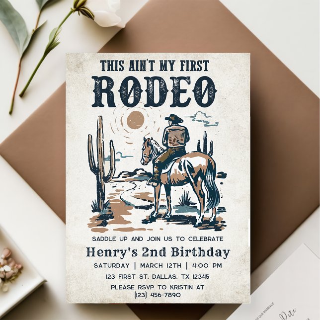 Invitation Deuxième Rodéo Western Cowboy 2e anniversaire (Créateur téléchargé)