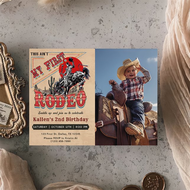 Invitation Deuxième Rodéo Western Cowboy 2e photo Anniversair (Créateur téléchargé)