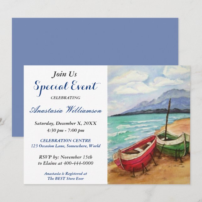 INVITATION D'ÉVÉNEMENT BATEAUX ET BEACH PARTY (Devant / Derrière)