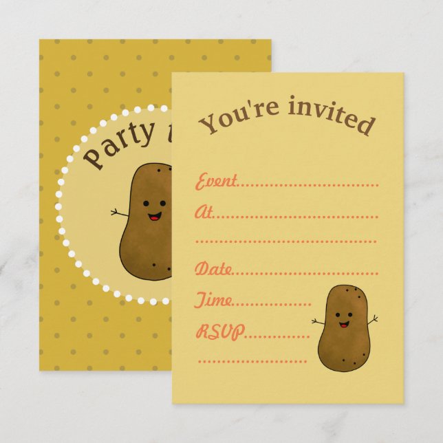 Invitation d'événements, pomme de terre joyeux (Devant / Derrière)