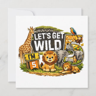Invitation Devenons Sauvages J'ai 5 Ans Safari 5ème Anniversa