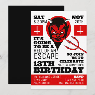 Invitation Devil's Hell Theme, Escape Room Anniversaire