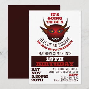 Invitation Devil's Hell Theme, Escape Room Anniversaire