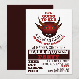 Invitation Devil's Hell Theme, Escape Room Halloween Party