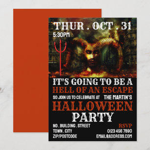 Invitation Devil's Hell Theme, Escape Room Halloween Party