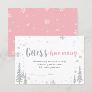 Invitation Devinez combien Jeu de Baby shower rose d'hiver