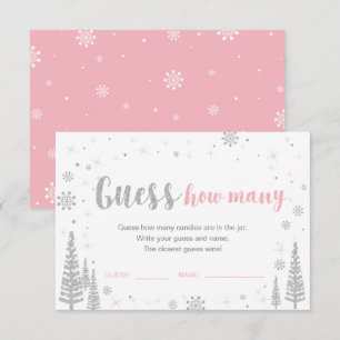 Invitation Devinez combien   Jeu de Baby Shower Rose Hiver