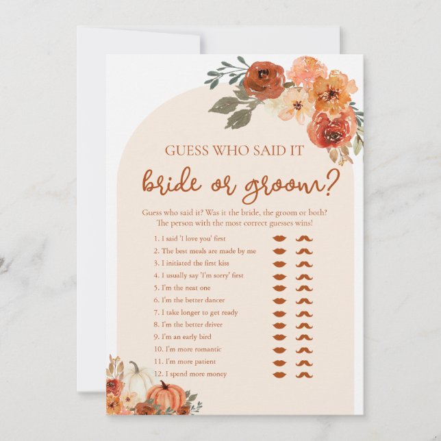 Invitation Devinez de mariée ou de chambre qui a dit Fête des (Devant)