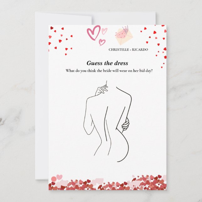 Invitation Devinez la mariée robe mariée jeu de douche nuptia (Devant)