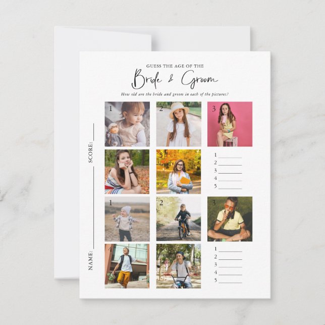 Invitation Devinez L'Âge | Fête des mariées photo Jeu (Devant)