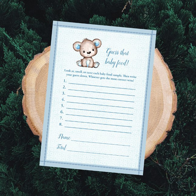 Invitation Devinez Le Bébé Nourriture Cute Brown Ours Baby Ga (Créateur téléchargé)