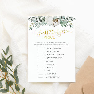Invitation Devinez le jeu de Baby shower Boho Green