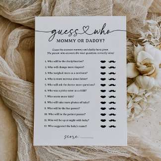 Invitation Devinez qui maman ou papa Baby shower jeu