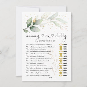 Invitation Devinez qui maman ou papa Baby shower Jeu Vert