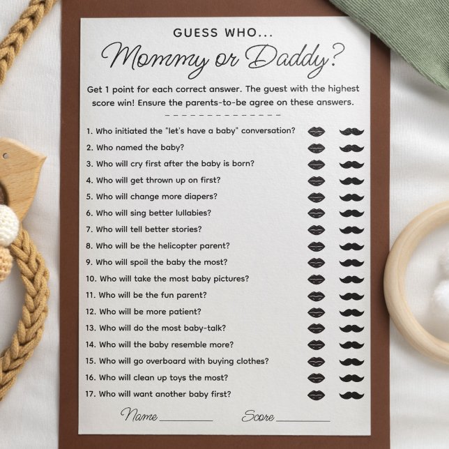 Invitation Devinez qui maman ou papa jeu pour le Baby shower (Créateur téléchargé)