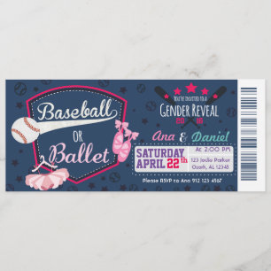 Invitation Dévoilement du sexe du bébé - Ballets de baseball 