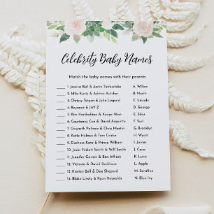 Invitation DEVON Floral Celebrity Baby Name Baby shower Jeu