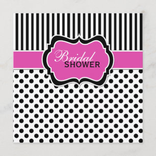 Invitation d'Fête de l'mariée à points Polka noirs