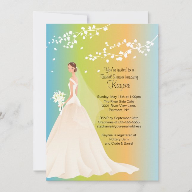 Invitation d'Fête de l'mariée branché Bride Pastel (Devant)