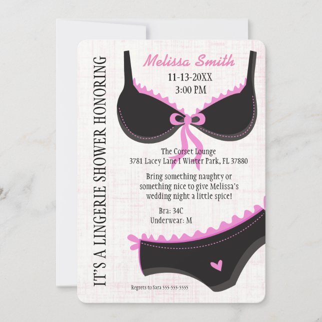 Invitation d'Fête de l'mariée de la lingerie moder (Devant)