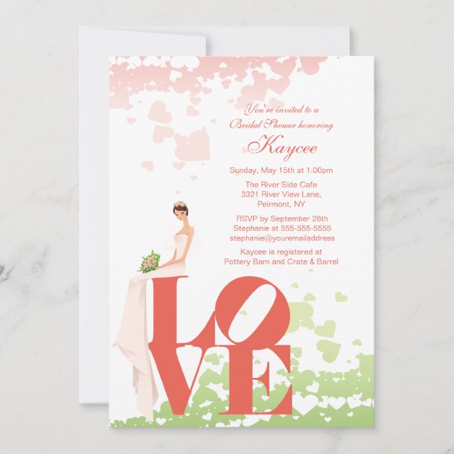 Invitation d'Fête de l'mariée de mariée d'amour br (Devant)