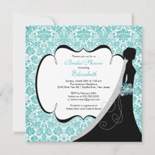 Invitation d'Fête de l'mariée de mariées turquoise