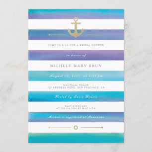 Invitation d'Fête des mariées nautique à aquarelle