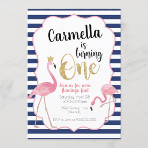 Invitation d'Flamant rose d'abord Invitation d'ann