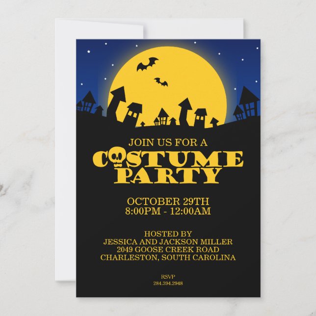 Invitation d'Halloween à la fête du costume de mai (Devant)