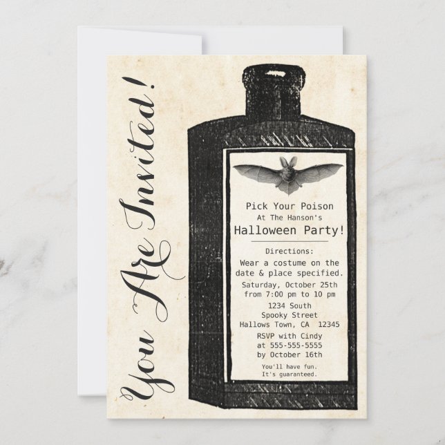 Invitation d'Halloween à la potion vintage (Devant)