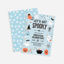 Invitation d'Halloween bleu et orange