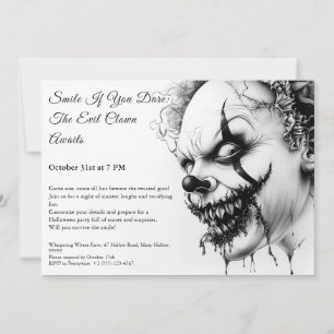 Invitation d'Halloween Clown - Sinister Smile