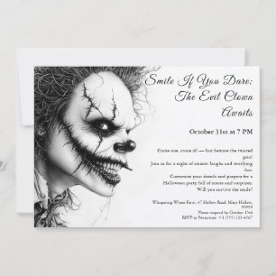 Invitation d'Halloween Clown - Sinister Smile