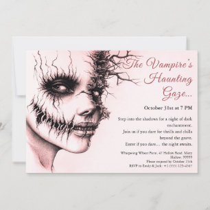 Invitation d'Halloween de femme vampire hantante 