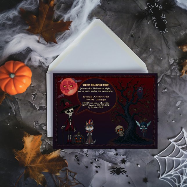 Invitation d'Halloween de nuit rouge éffrayante (Créateur téléchargé)