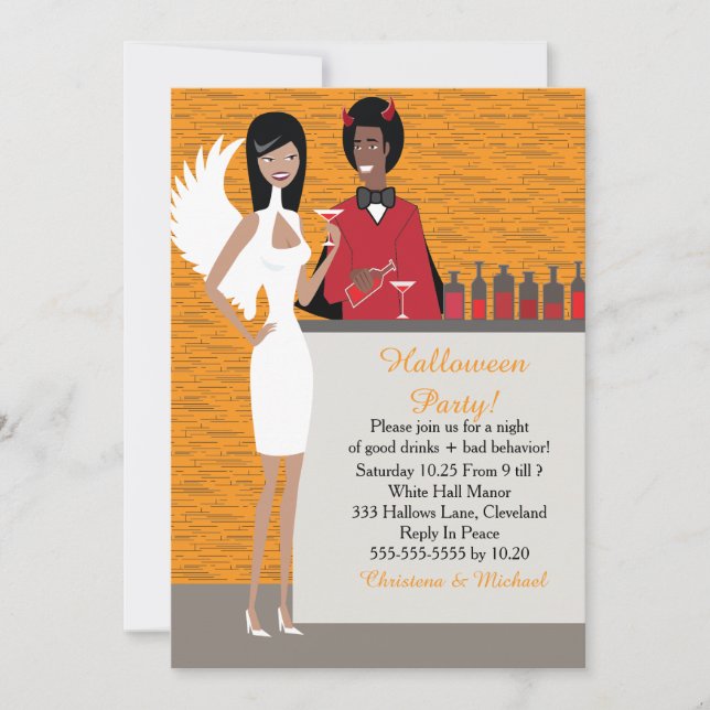 Invitation d'Halloween des anges et des diables (A (Devant)