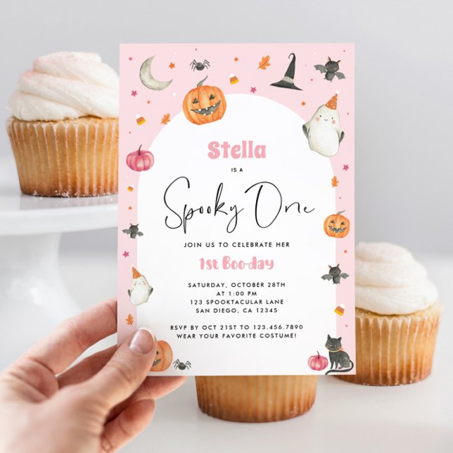 Invitation d'Halloween éffrayant One Girl 1er Boo  (Créateur téléchargé)