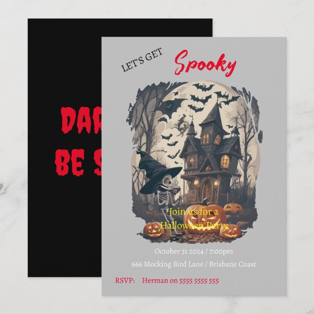 Invitation d'Halloween effrayante Spooktacular (Devant / Derrière)