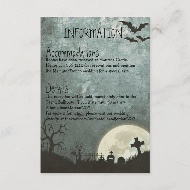 Invitation d'Halloween, Fiche d'information pour m (Devant)