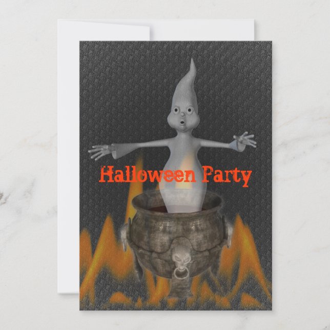 Invitation d'Halloween Flames fantômes (Devant)
