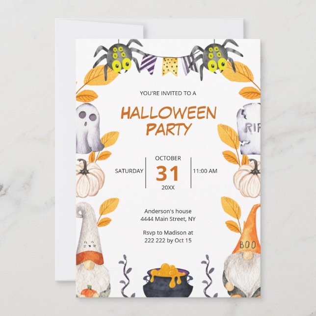 Invitation d'Halloween Gnomes (Devant)