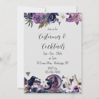 Invitation d'Halloween gothique Floral