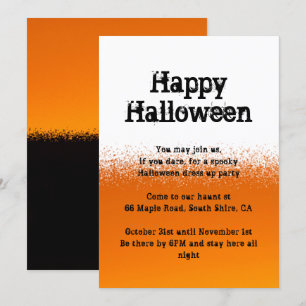 Invitation d'Halloween orange noir et blanc