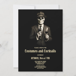 Invitation d'Halloween pour adultes de squelette v