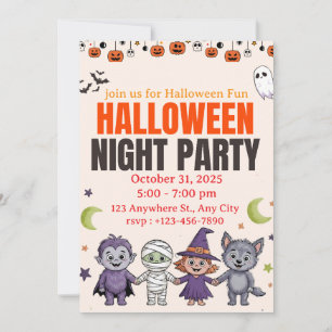 Invitation d'Halloween pour enfants mignons et eff