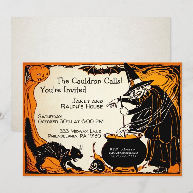 Invitation d'Halloween Retro Personnalisable (Devant / Derrière)