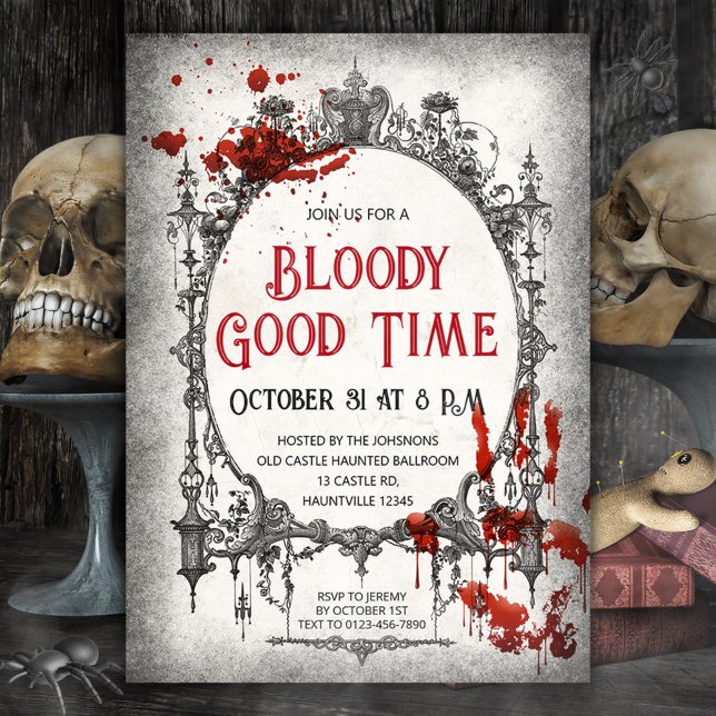 Invitation d'Halloween sanglante Bon moment (Bloody good time Halloween invitation Victorian gothic Halloween invite)